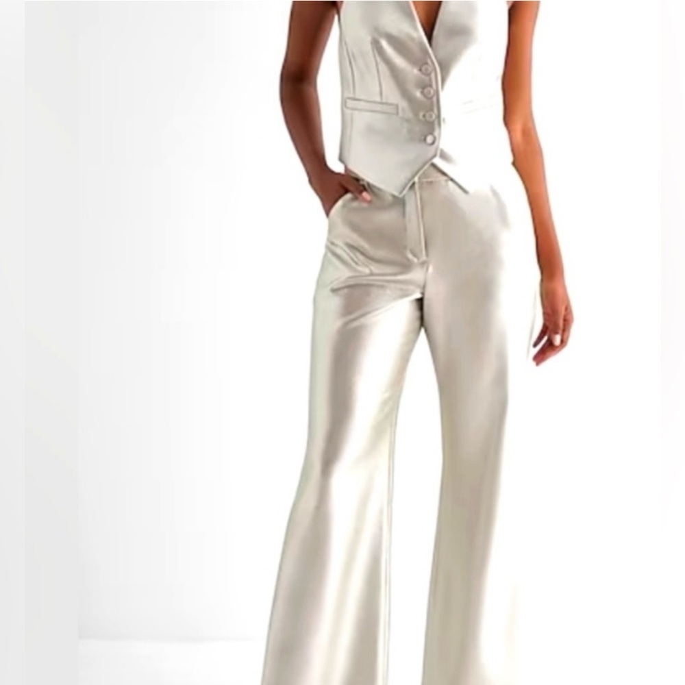 EXPRESS Metallic 3pc Jacket Vest and Pant Suit XL - Picture 2 of 7